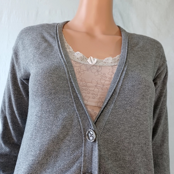 Mossimo Supply Co. Women Cardigan Sweaters Solid Gray Button Up Small - Picture 5 of 11